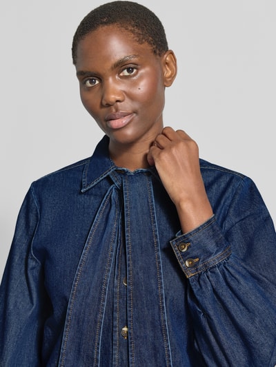 Emily Van den Bergh Regular fit overhemdblouse van puur katoen in denimlook Jeansblauw - 3