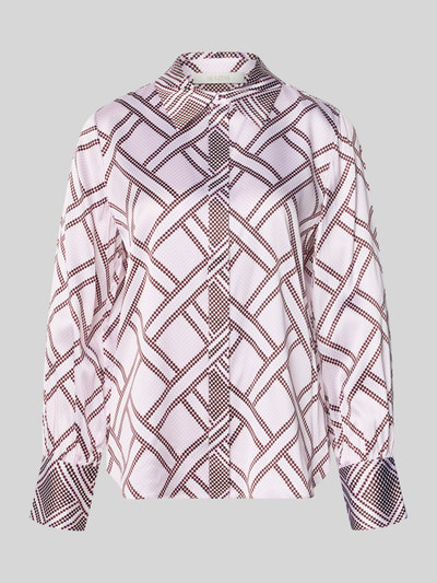 Productfoto, Regular Fit Hemdbluse aus Seiden-Mix van HERZENS, zijdemix, regular fit, overhemdkraag, met lange mouwen, lichtroze met donkerrood grafisch patroon, ruglengte maat 36 68 cm, mouwlengte maat 36 62 cm