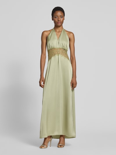 Neo Noir Maxi-jurk van satijn met tailleband van kant model 'Jasine' Mintgroen - 4