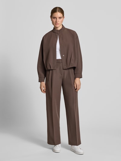 Jake*s Collection Regular fit bomberjack met verdekte knoopsluiting Chocoladebruin - 1