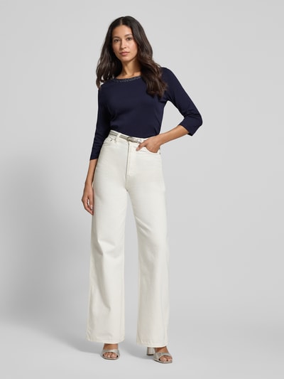 Christian Berg Woman T-Shirt mit Ziersteinbesatz und 3/4-Arm Dunkelblau 1