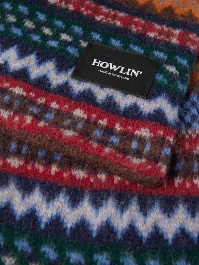 HOWLIN Wollschal mit Label-Patch Mittelbraun 2