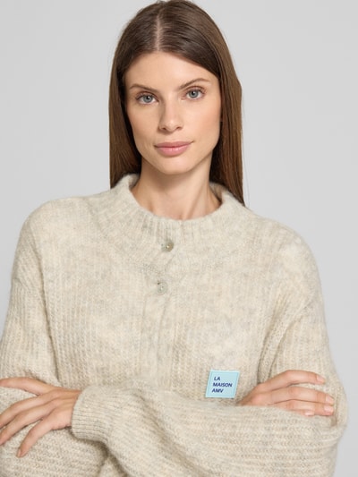 American Vintage Extra lang gebreid jack Lichtgrijs gemêleerd - 3