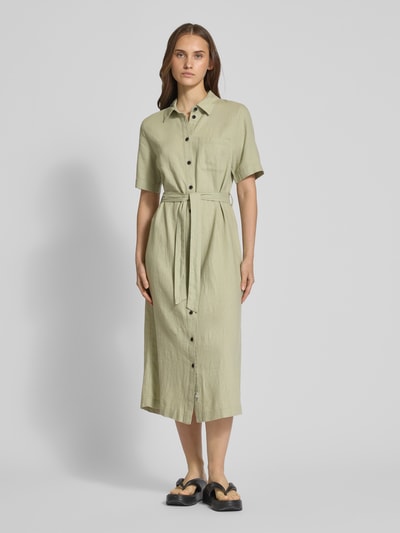 Only Tailliertes Hemdblusenkleid aus Viskose-Leinen-Mix Modell 'CARO' Schilf 4
