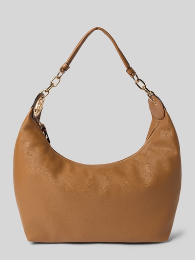 Produktfoto, Handtasche mit Label-Applikation und Schulterriemen von Liu Jo White in Braun, strukturierte Leder-Optik, Reißverschluss, Breite 50 cm, Länge 39 cm, Tiefe 14 cm, Länge Schulterriemen 48 cm, Hauptfach mit Reißverschluss, Innenfach mit Reißverschluss.