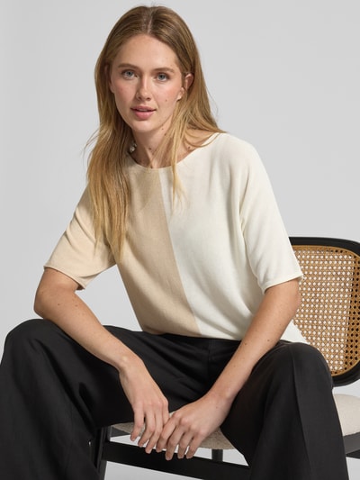 s.Oliver BLACK LABEL Relaxed fit gebreid shirt van pure viscose Zand - 3