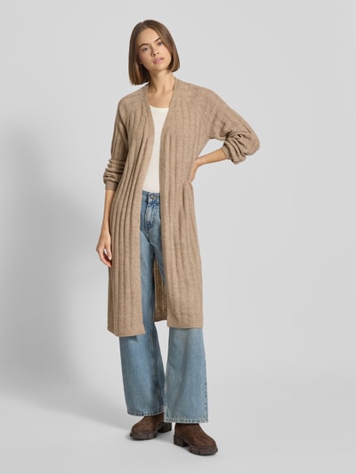 PIECES Kardigan o kroju loose fit z dodatkiem wełny model „MAGGY” Écru 1