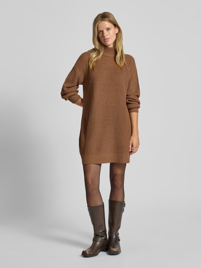 Noisy May Sukienka mini z prążkowanymi wykończeniami model ‘TIMMY’ Orzechowy 1