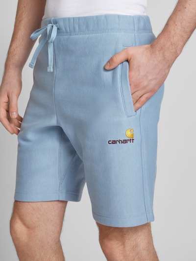 Carhartt Work In Progress Regular fit sweatshorts met labelstitching IJsblauw - 3