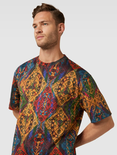 CARLO COLUCCI T-shirt met all-over motief Antraciet - 3