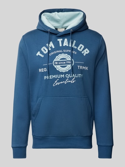 Tom Tailor Regular fit hoodie van katoenmix met logoprint Donkerblauw - 2