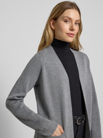 Vero Moda Longline Cardigan aus Viskose-Mix Modell 'SABA' Mittelgrau Melange 3