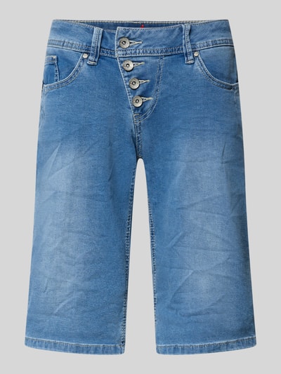 Produktfoto, Jeansshorts mit asymmetrischem Knopfverschluss Modell 'Malibu' von Buena Vista in Blau, 5-Pocket-Design, Baumwoll-Mix, Straight Fit