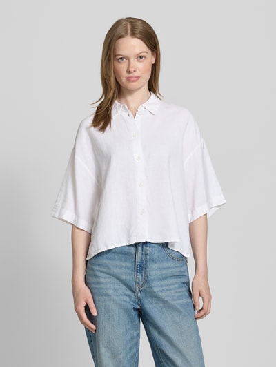 Vero Moda Bluzka koszulowa o kroju regular fit z mieszanki lnu i wiskozy model ‘LINN’ Złamany biały 4