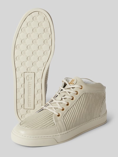 Leandro Lopes Ledersneaker mit Strukturmuster Modell 'Ezio' Beige 4