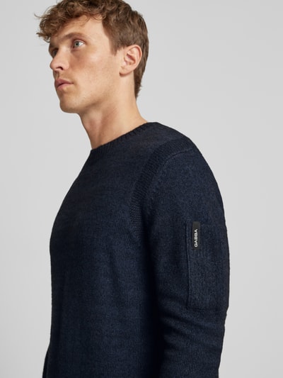 GABBA Gebreide pullover met labeldetail, model 'LUCA' Marineblauw - 3