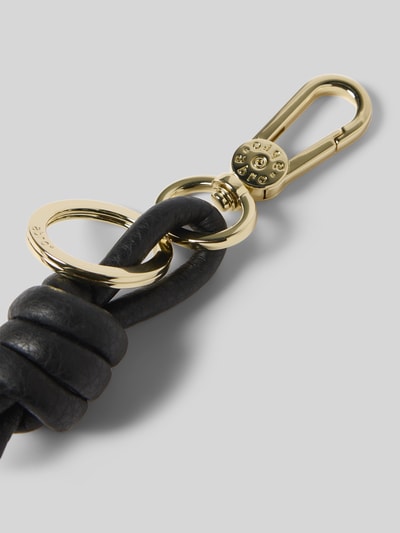 Abro Brelok do kluczy ze skóry naturalnej z wyhaftowanym logo Czarny 2