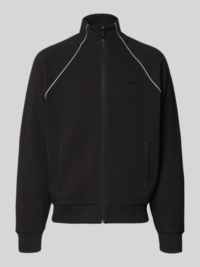 BOSS Green Regular fit sweatjack van katoenmix Zwart - 2