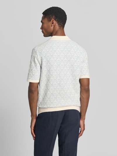 MCNEAL Strickshirt mit Polokragen und durchgehender Knopfleiste Hellblau 5