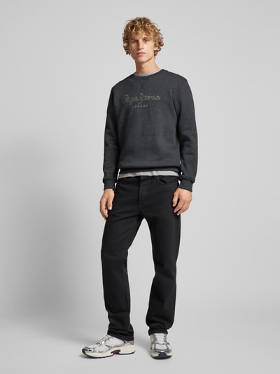 Pepe Jeans Sweatshirt met labelstitching, model 'Nouvel' Donkergrijs - 1