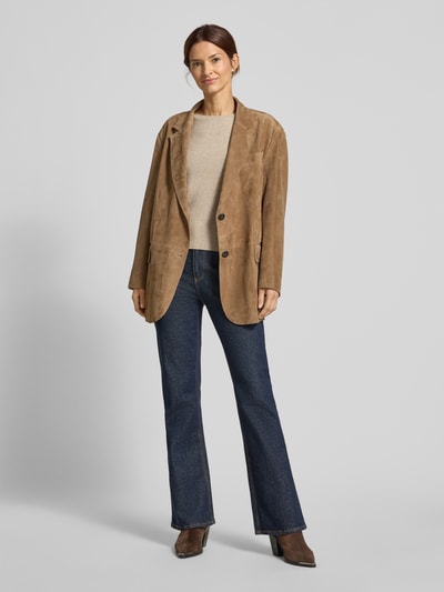 Vila Bluzka z długim rękawem z imitacji dzianiny model ‘Vicomfy’ Beżowy 1