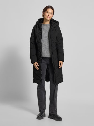 khujo Gewatteerde lange jas met capuchon, model 'ARIBAY' Zwart - 1