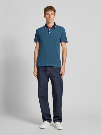 Jack & Jones Regular fit poloshirt met labelstitching, model 'PAULOS' Jeansblauw - 1
