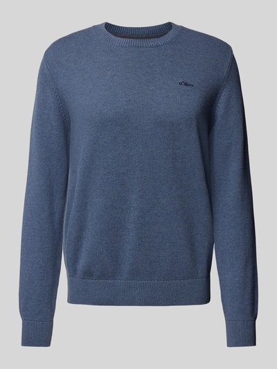 s.Oliver RED LABEL Regular Fit Strickpullover aus reiner Baumwolle mit Label-Stitching Bleu 2