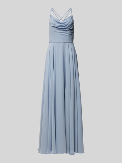 Luxuar Abendkleid mit Wasserfall-Ausschnitt Rauchblau 2