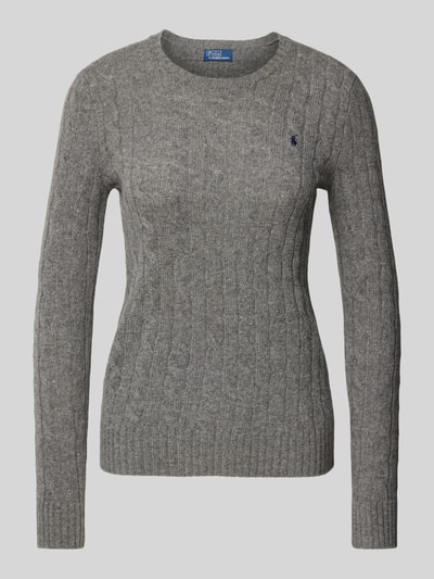 Polo Ralph Lauren Pullover mit Zopfmuster Modell 'JULIANNA' Mittelgrau 2