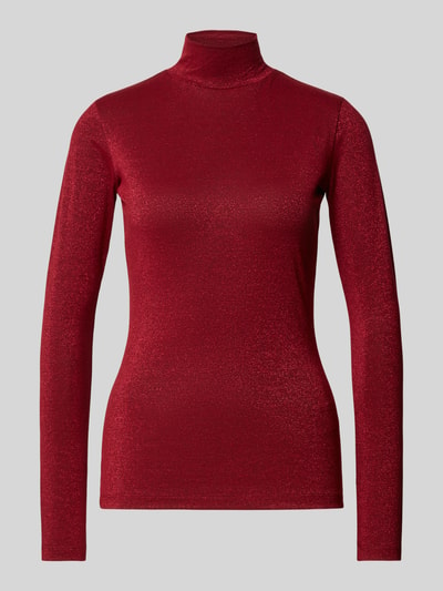 HUGO Slim Fit Longsleeve mit Stehkragen Modell 'Delaina' Bordeaux 2