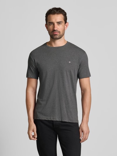 GANT Regular Fit T-Shirt mit Label-Stitching Dunkelgrau 4