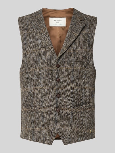 Carl Gross Weste aus Schurwolle mit Brustleistentasche Modell 'Warner' Dunkelgruen 2