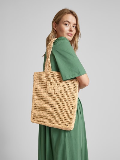 Weekend Max Mara Torba shopper z detalem z logo model ‘SALOON’ Beżowy 1