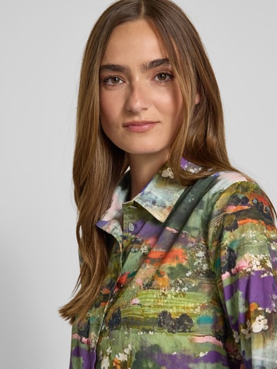 Christian Berg Woman Regular fit overhemdblouse van puur katoen met afgeronde zoom Paars - 3