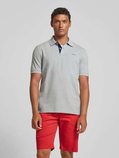 Gant Regular fit poloshirt met labelstitching Middengrijs gemêleerd - 4