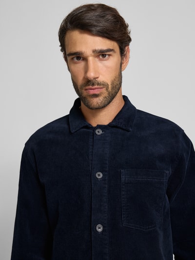 Lindbergh Modern fit overhemdjack met borstzak, model 'Superflex' Donkerblauw - 3