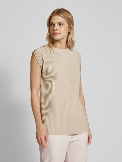 MaxMara Leisure Blousetop met plissévouwen, model 'CAMBUSA' Zand - 4