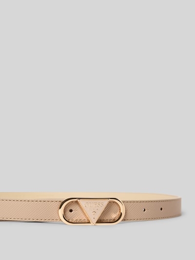Produktfoto, Gürtel mit Label-Detail Modell 'SERENOVA' von Guess in Beige mit goldfarbener Dornschließe, klassische Passform, 2 cm Breite