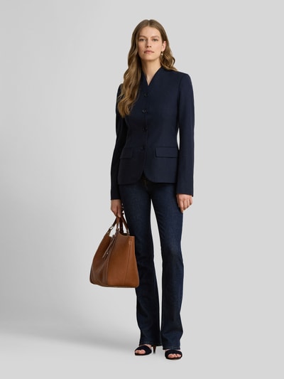 Lauren Ralph Lauren Getailleerd kort colbert van wol met opstaande kraag Marineblauw - 1