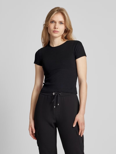 Vero Moda T-shirt in riblook, model 'CHLOE' Zwart - 4