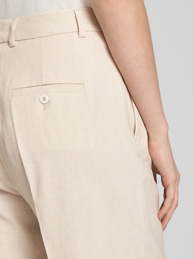 SEDUCTIVE Broek van linnenmix met persplooien, model 'DOMINICA' Zand - 3