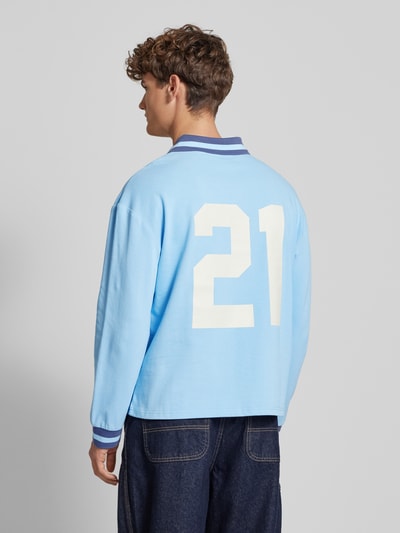 PROHIBITED Regular fit poloshirt met labelprint Aquablauw - 5