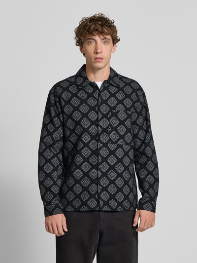 Jack & Jones Slim fit vrijetijdsoverhemd met borstzak, model 'AZTEK' Zwart - 4