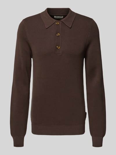 Casual Friday Gebreide pullover met polokraag, model 'ABEL' Chocoladebruin - 2