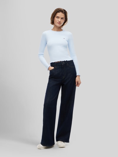 Tommy Jeans slim fit shirt met lange mouwen van katoenmix Lichtblauw - 1