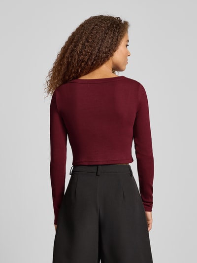 Calvin Klein Jeans Cropped Strickjacke mit Knopfleiste Bordeaux 5