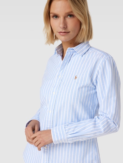 Polo Ralph Lauren Overhemdblouse met logostitching, model 'Kendal' Lichtblauw gemêleerd - 3