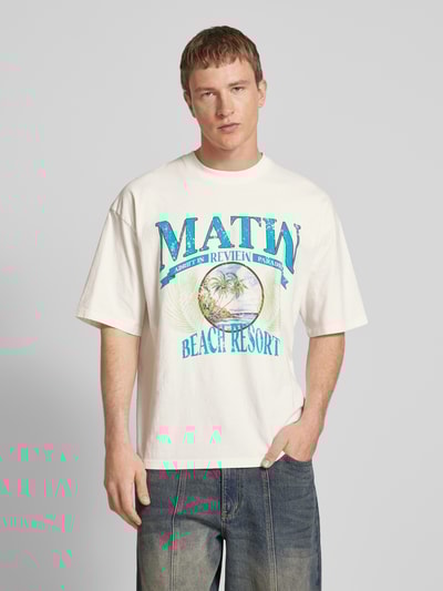 Review X MATW T-Shirt mit Label-Print Offwhite Melange 4
