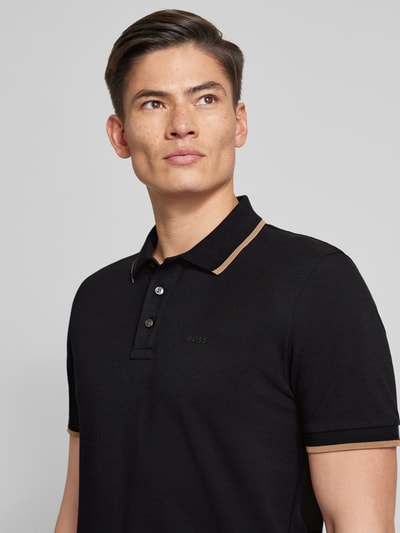 BOSS Poloshirt met contraststrepen, model 'Parlay' Zwart - 3
